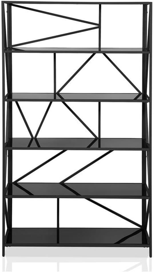 Furniture of America Qualt Industrial Metal 5-Shelf Bookcase in Black