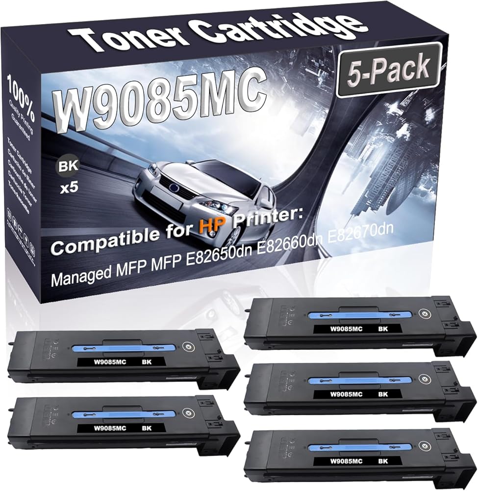 Kolasels 5-Pack (Black) Compatible High Yield W9085MC Printer Cartridge use for Managed MFP MFP E82650dn E82660dn E82670dn Printer