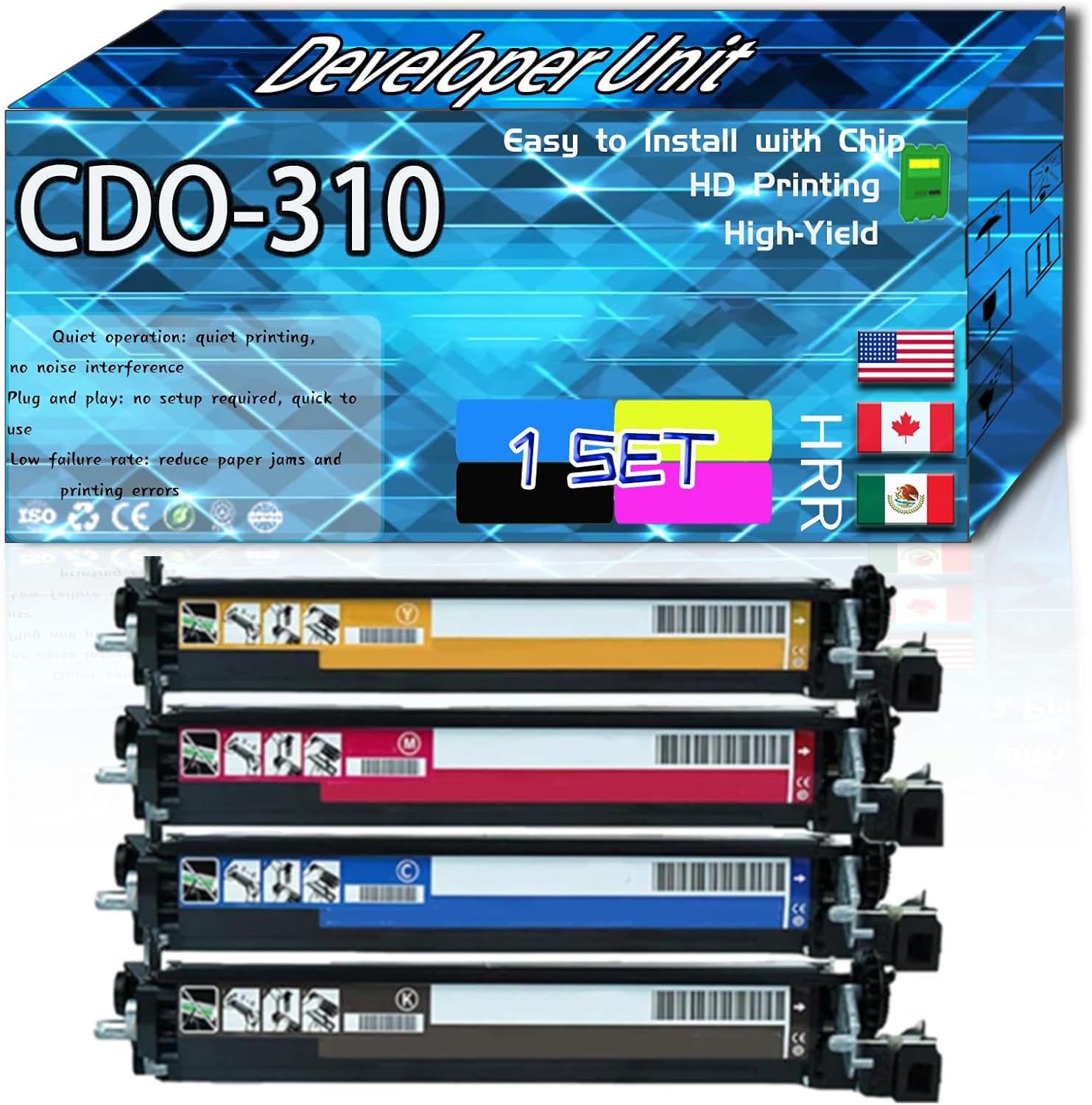 CDO-310 Developer Unit Compatible for Pantum CM7107DN CP2507DN Printers, High Production Replacement (4-Pack BK/C/M/Y)