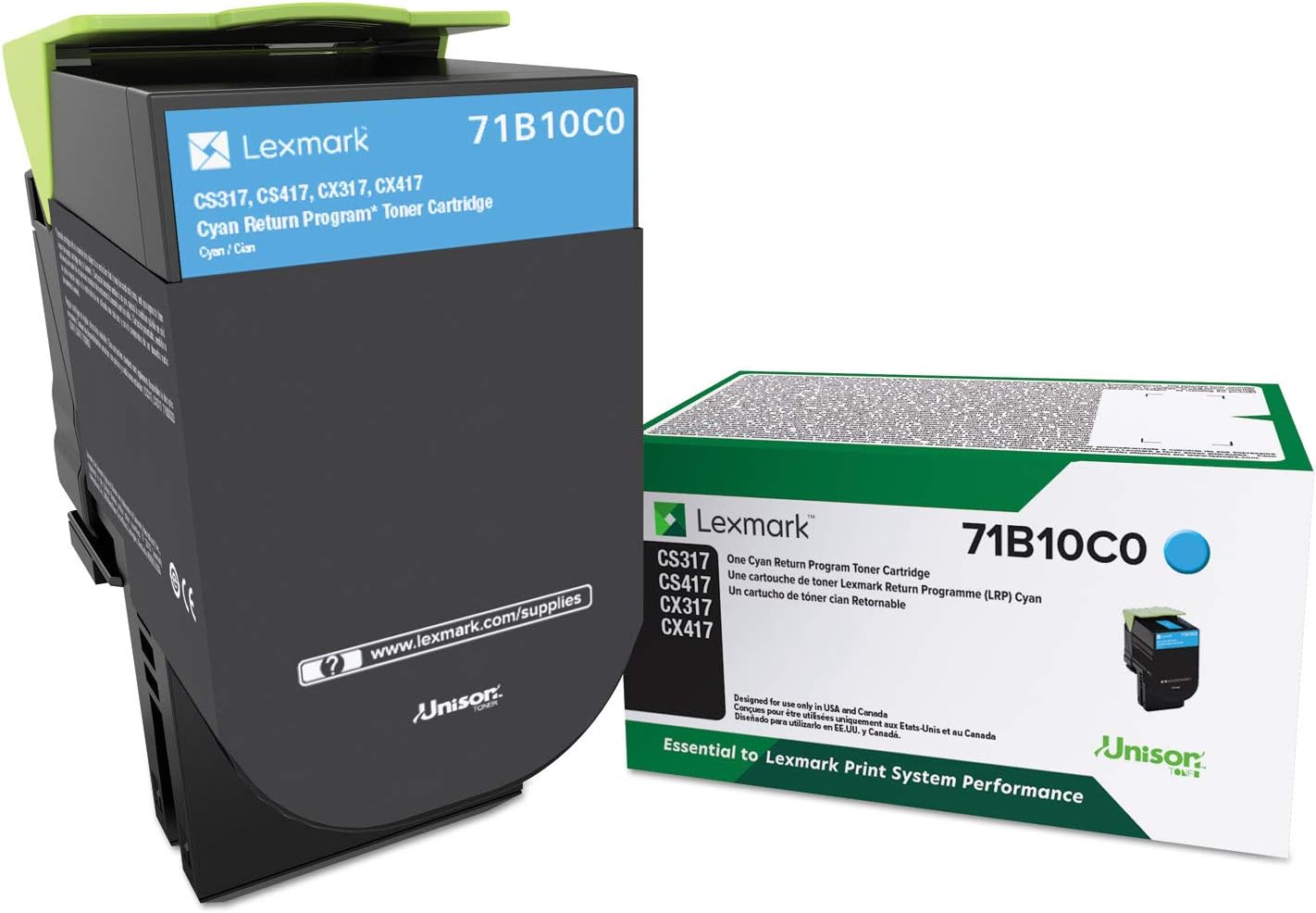 Lexmark 71B10C0 CS317dn CX317dn CS417dn CX417de CS517de CX517de Cyan Return Program Cartridge Toner
