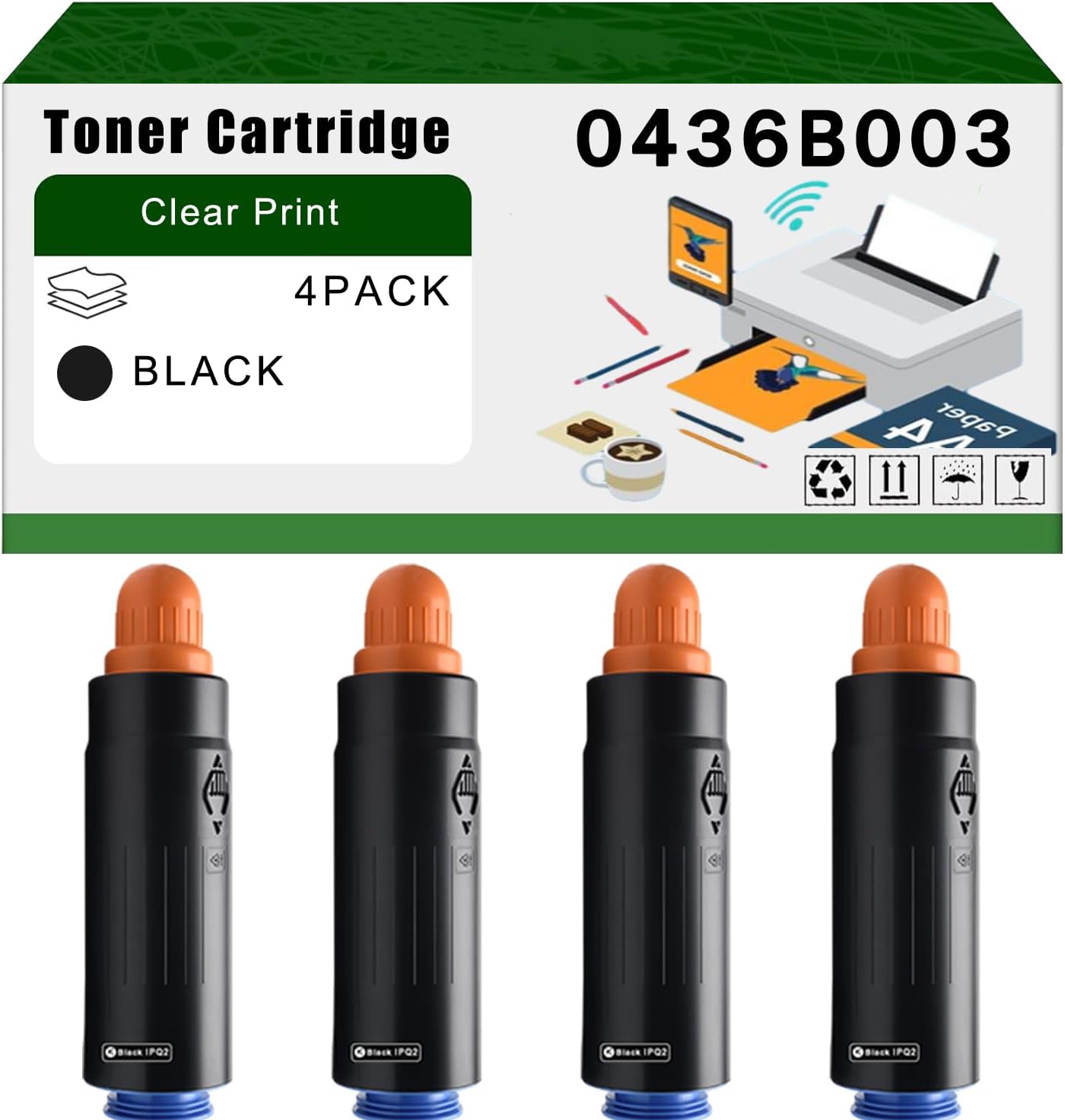 Compatible for Canon 0436B003 Toner Cartridge imagePRESS C6011 C6011S C6011VP C6011VPS C7000VP Printers, High Yield 35500 Pages Bright Clear Colors (4 Pack Black)