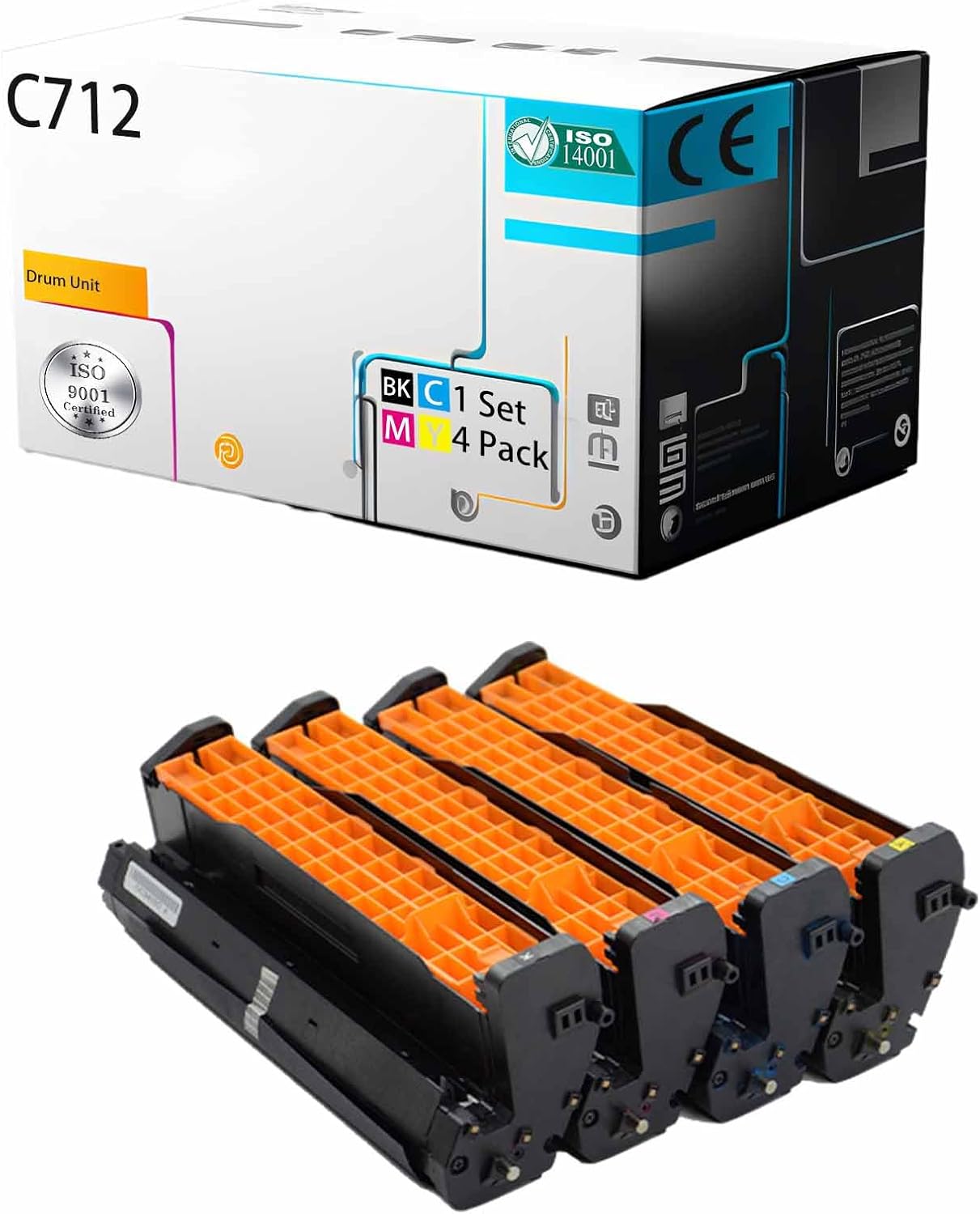 LSSF C712 46507404 46507403 46507402 46507401 Drum Unit Compatible for OKI C712 C712n C712dn Printer [High Print Page Volume with Chip] (C/M/Y/K 1Set)