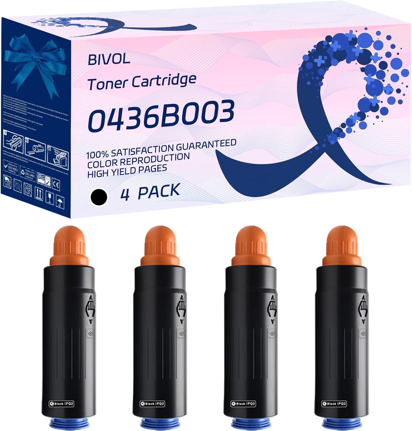 BIVOL 0436B003 Toner Cartridge Compatible for Canon imagePRESS C6011 C6011S C6011VP C6011VPS C7000VP Printers, with Chip, High Yield 35500 Pages, Vivid Colors (4 Pack Black)