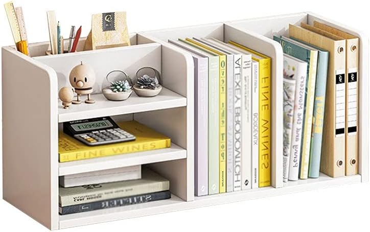 FATECT Portable Bookshelf Bookshelf Desktop Three-Tier Storage Rack Small Bookcase CD Rack Shelf Small Bookshelf 9.84 inches High Storage Rack