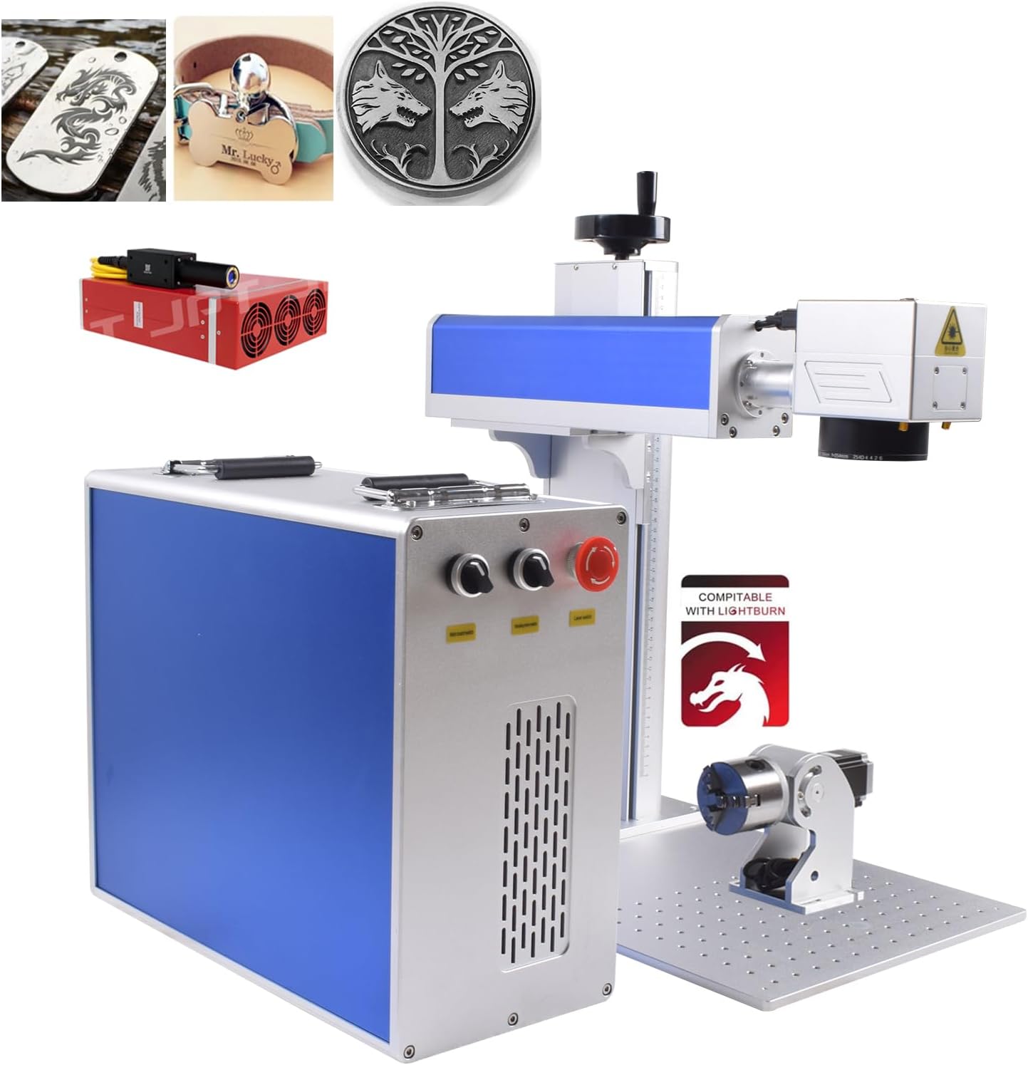 US Stock 100W Fiber Laser Marking Machine Engraver 300x300MM Lens for Metal Jewelry