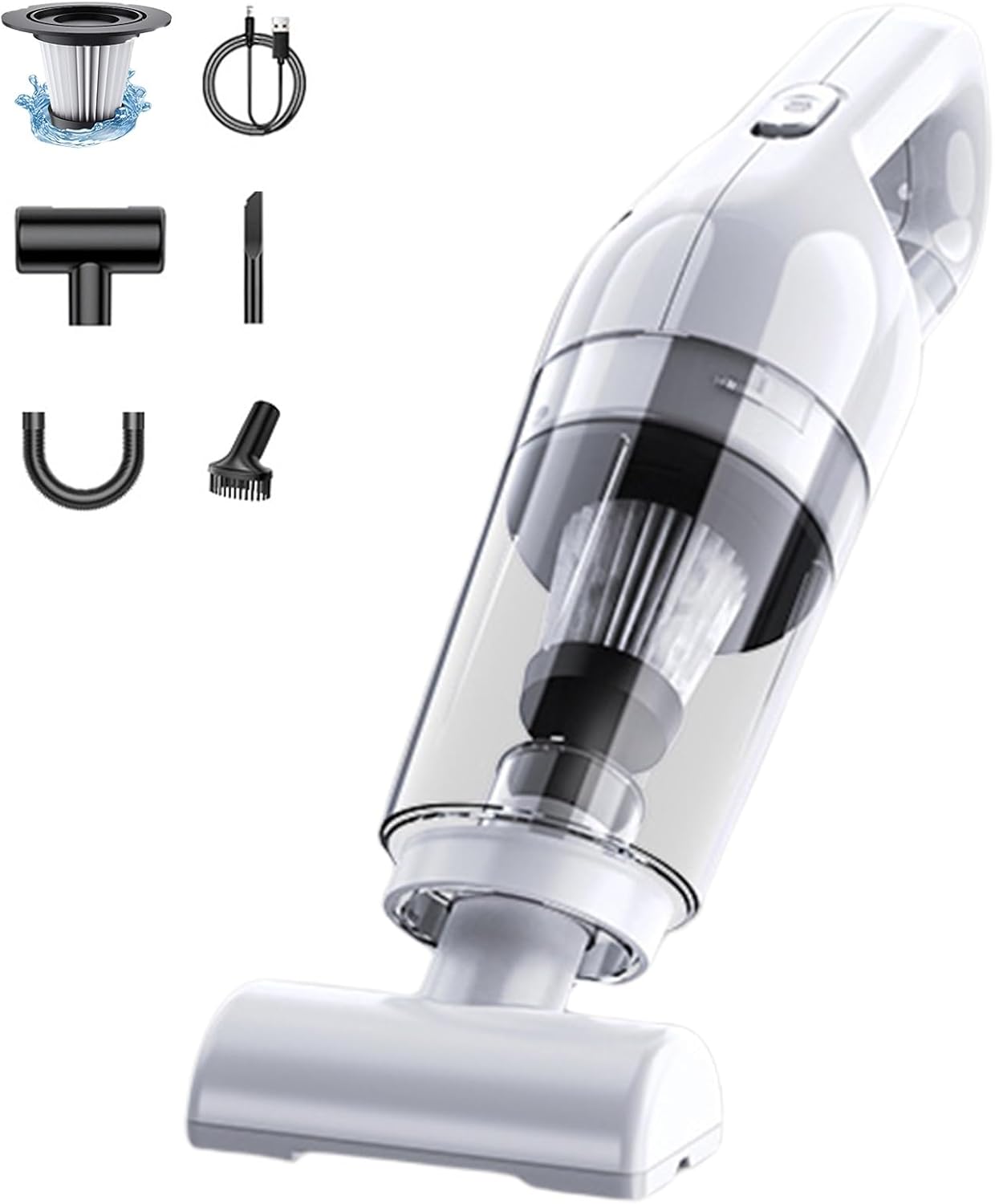 Handheld Vacuum, 45Kpa High Power, 4-in-1 Mini Dust Buster Vac with Duster Crevice, HEPA Filter, Rechargeable USB, Max 70 Min Runtime