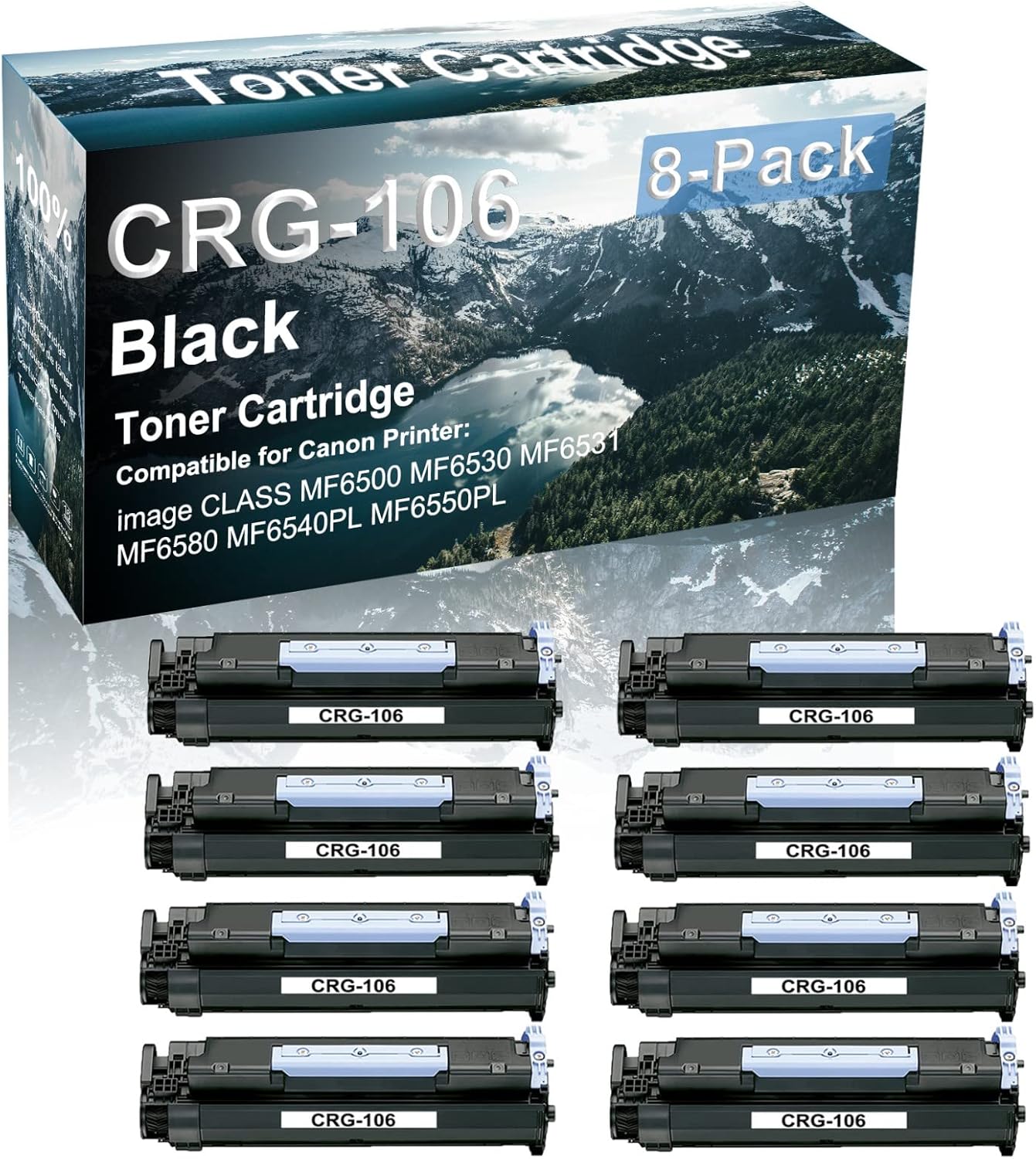 8 Pack (Black) Compatible Canon CRG-106 Laser Printer Cartridge High Capacity use for Canon Image Class MF6540PL MF6550PL Printer