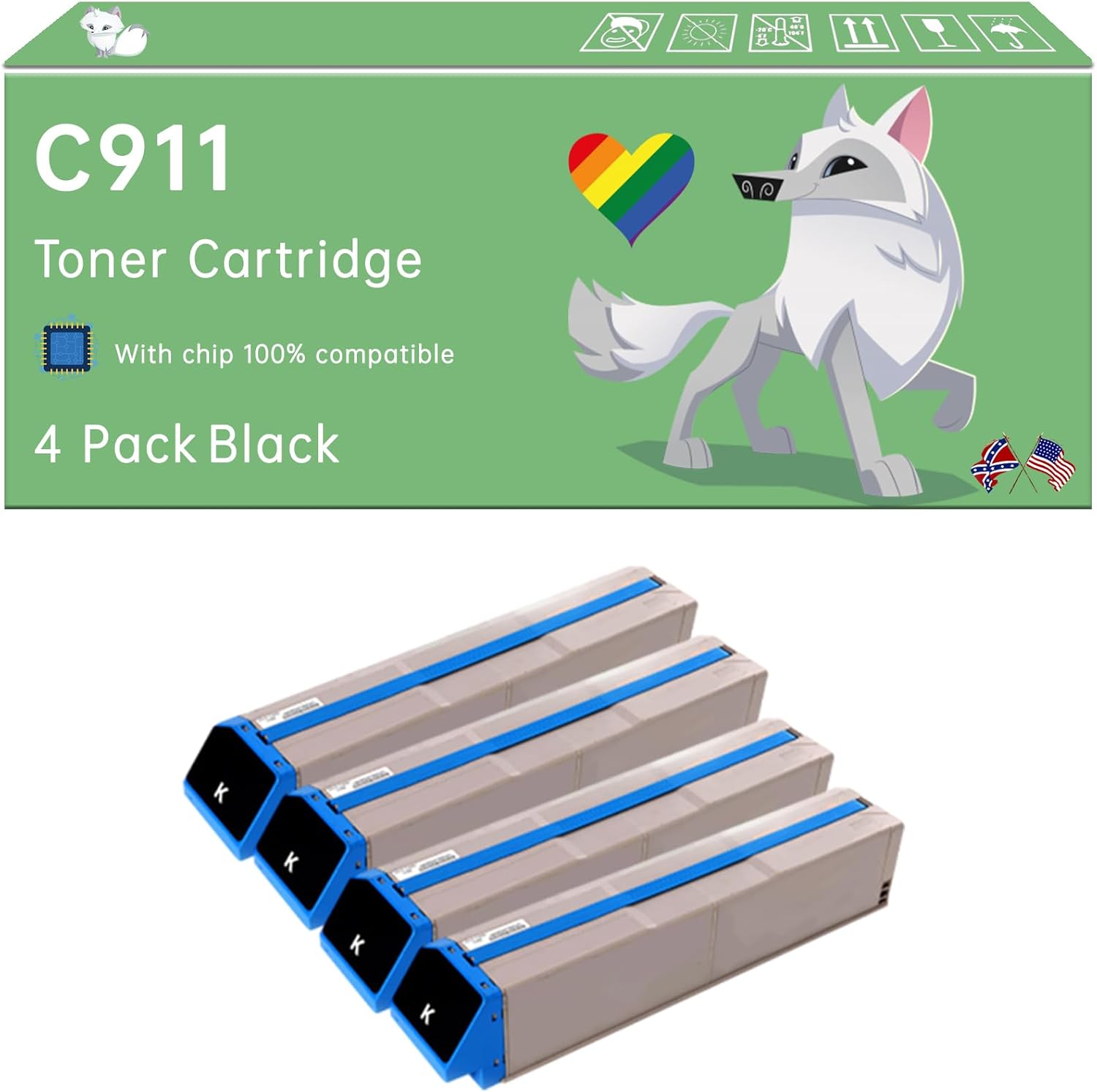 Compatible with Okidata OKI C911 Toner Cartridge Work for Okidata OKI C911dn Printers, with Chip, High Yield 38000 Pages, Exceptional Color Accuracy (4 Pack Black)