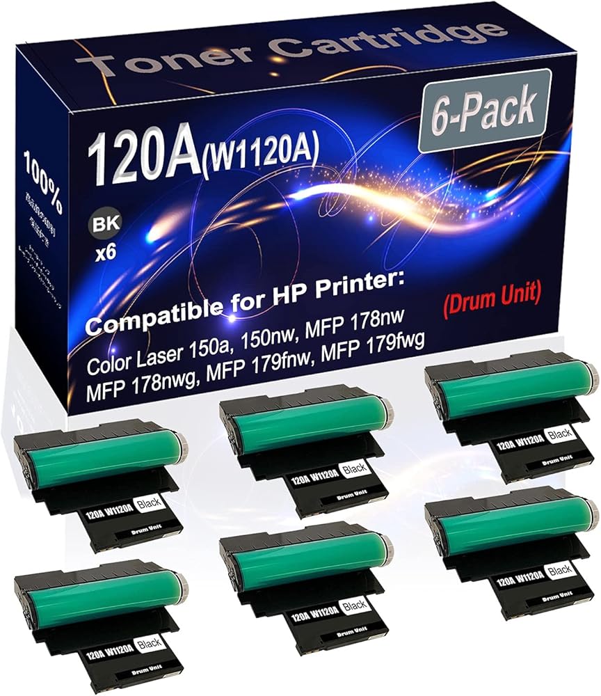 6-Pack Compatible 120A W1120A Laser Drum Unit Used for HP Color Laser 150a 150nw, MFP 178nw Printer (Black, High Yield)