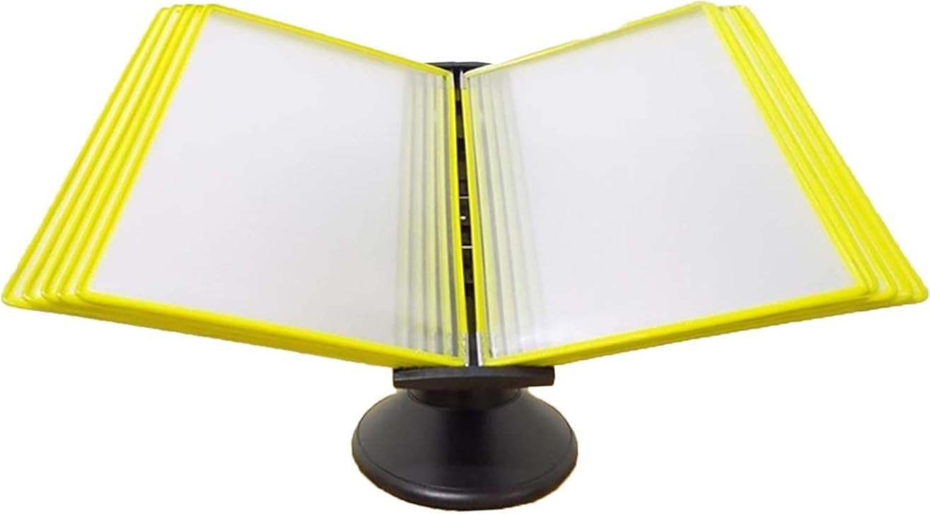 YiAngjGBq Wall Mounted Folder Storage,Catalog Display Rack, Wall-Mounted A4 File Folders 20 Page, Wall Office Reference Organizer, PVC And Metal, Desktop Document Organizer Binder, Replaceable Pocket