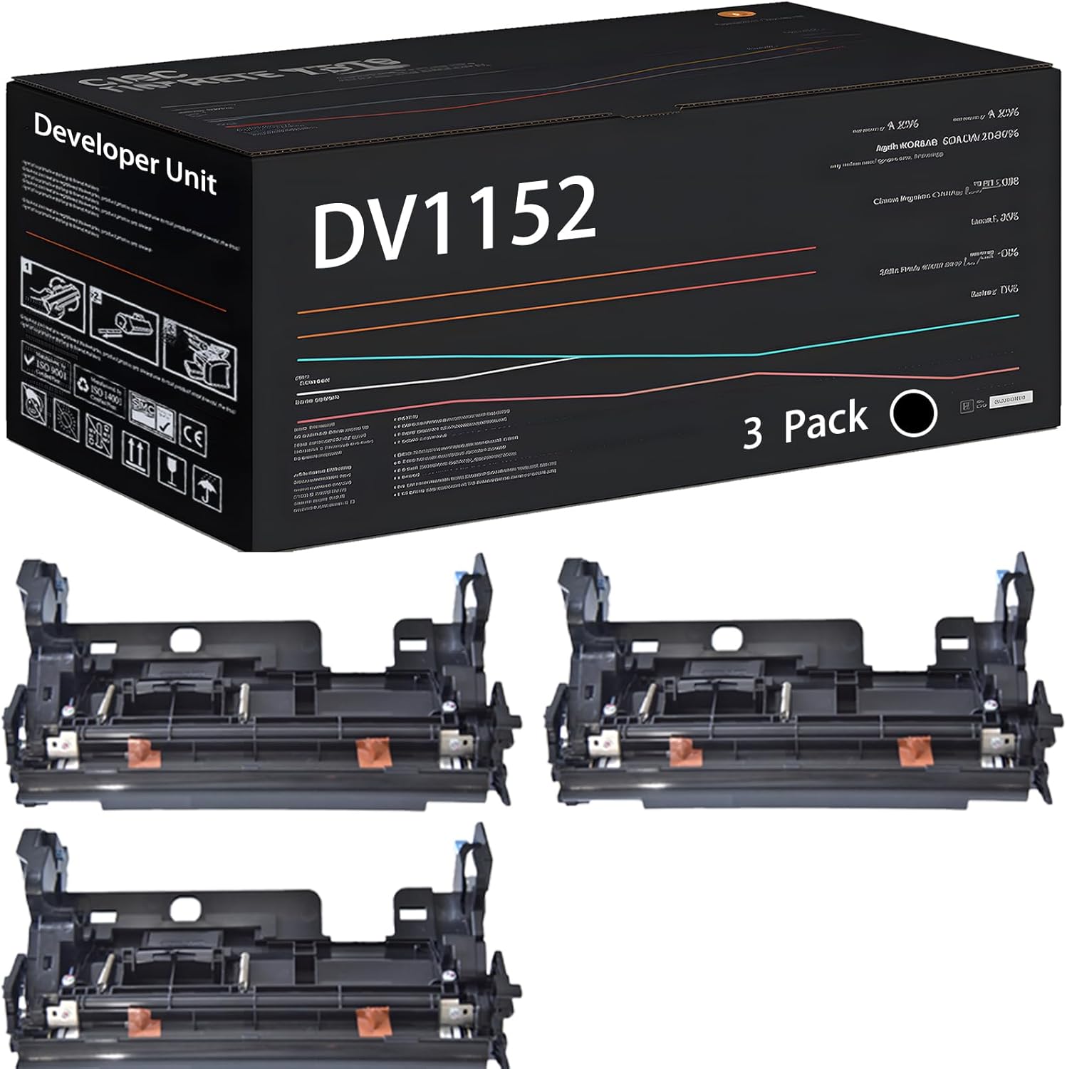 UVUMB Compatible with Kyocera DV1152 Developer Unit Work for Kyocera ECOSYS M2040dn M2540dw M2635dw M2640idw P2040dw Printers (3 Pack Black)