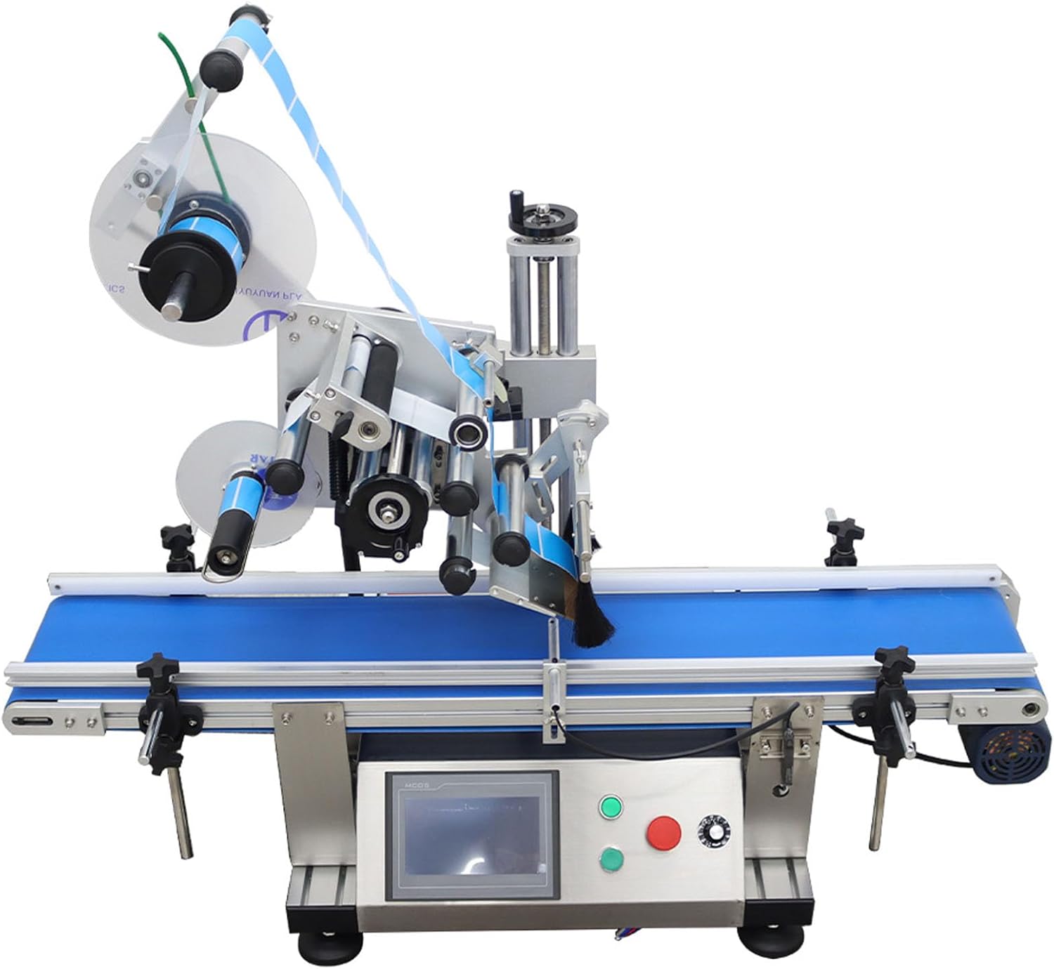 BREVELTION Bottle Labeling Machine 110V Automatic Desktop Conveyor Round Bottle Plane Labeling Machine Adjustable High Speed 25-50PCS/min