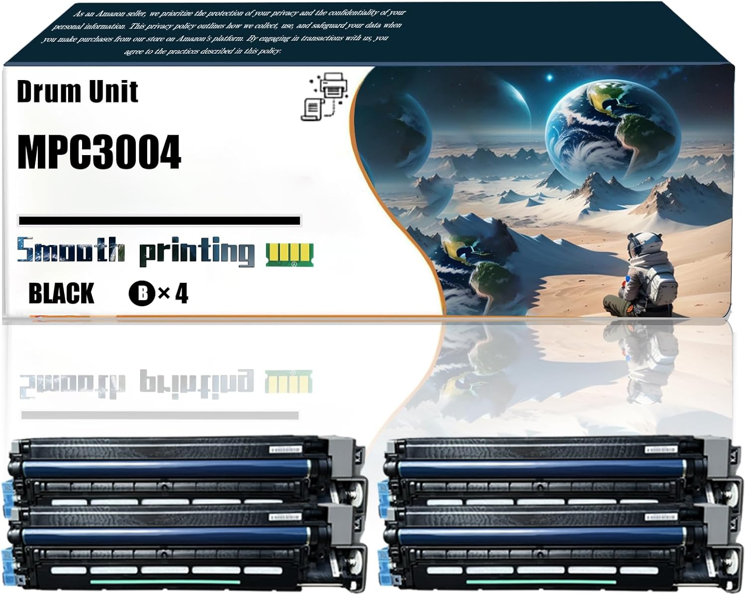 LSSF Replacement Parts Drum Unit MPC3004 Compatible with Ricoh MP C3004 MP C3004ex MP C3504 MP C3504ex MP C501SP Printers, Contains Chip and Clear Printing (4 Pack Black)