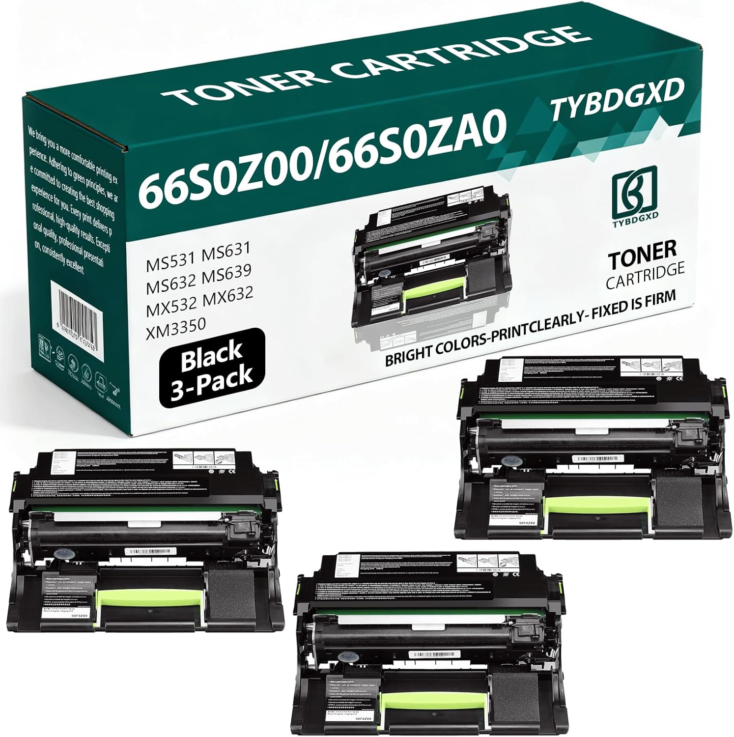 TYBDGXD 66S0Z00 66S0ZA0 High Yield Black 75,000 Pages Imaging Unit Compatible for Lexmark Compatible Replacement for Lexmark MS531 MS631 MS632 MS639 MX532 MX632 XM3350 Printers,3-Pack