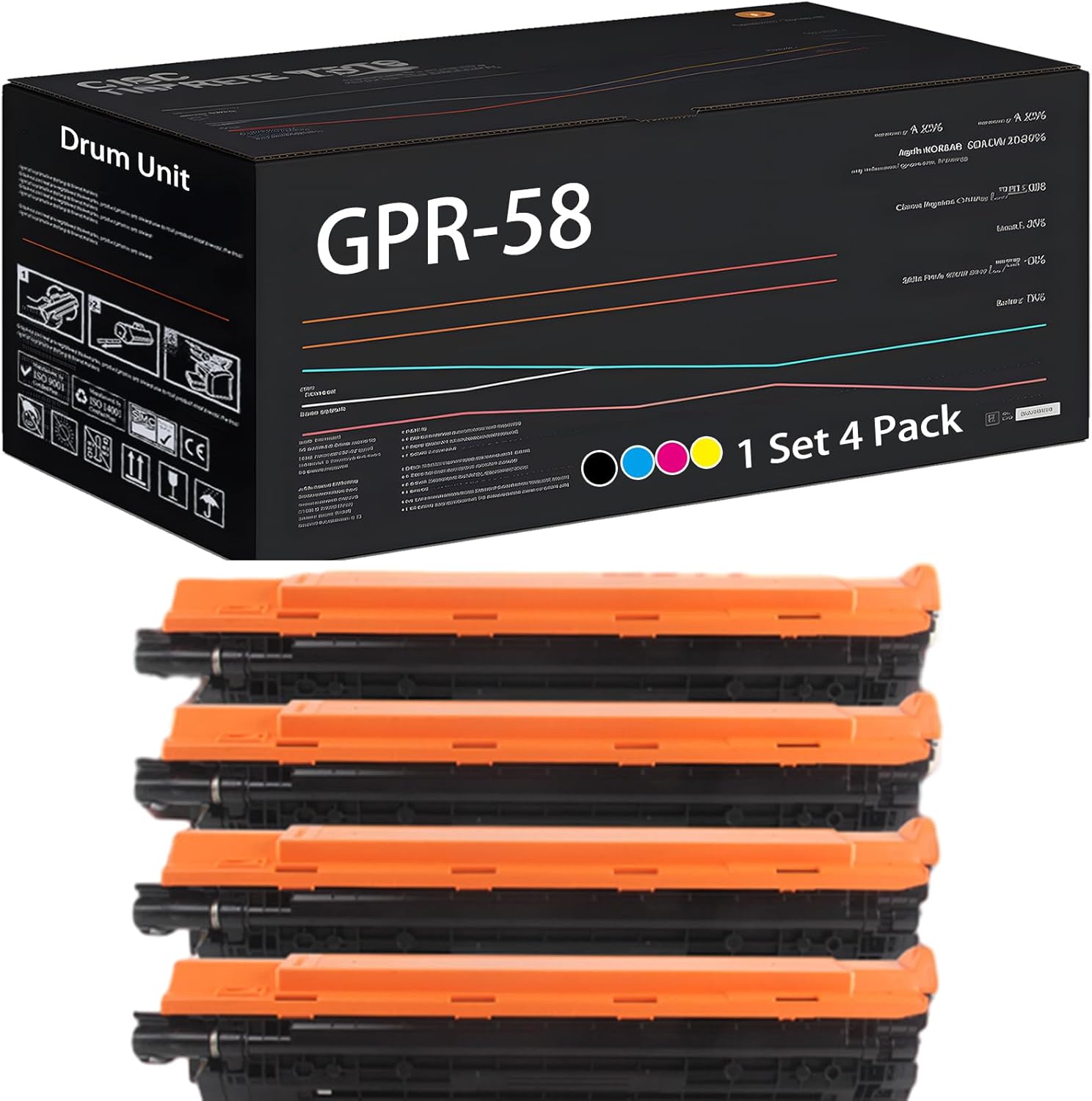 UVUMB Compatible with Canon GPR-58 Drum Unit Work for Canon imageRUNNER Advance C256iF II C356iF II imageRUNNER Advance DX C259iF Printers (4-Pack BK/C/M/Y)