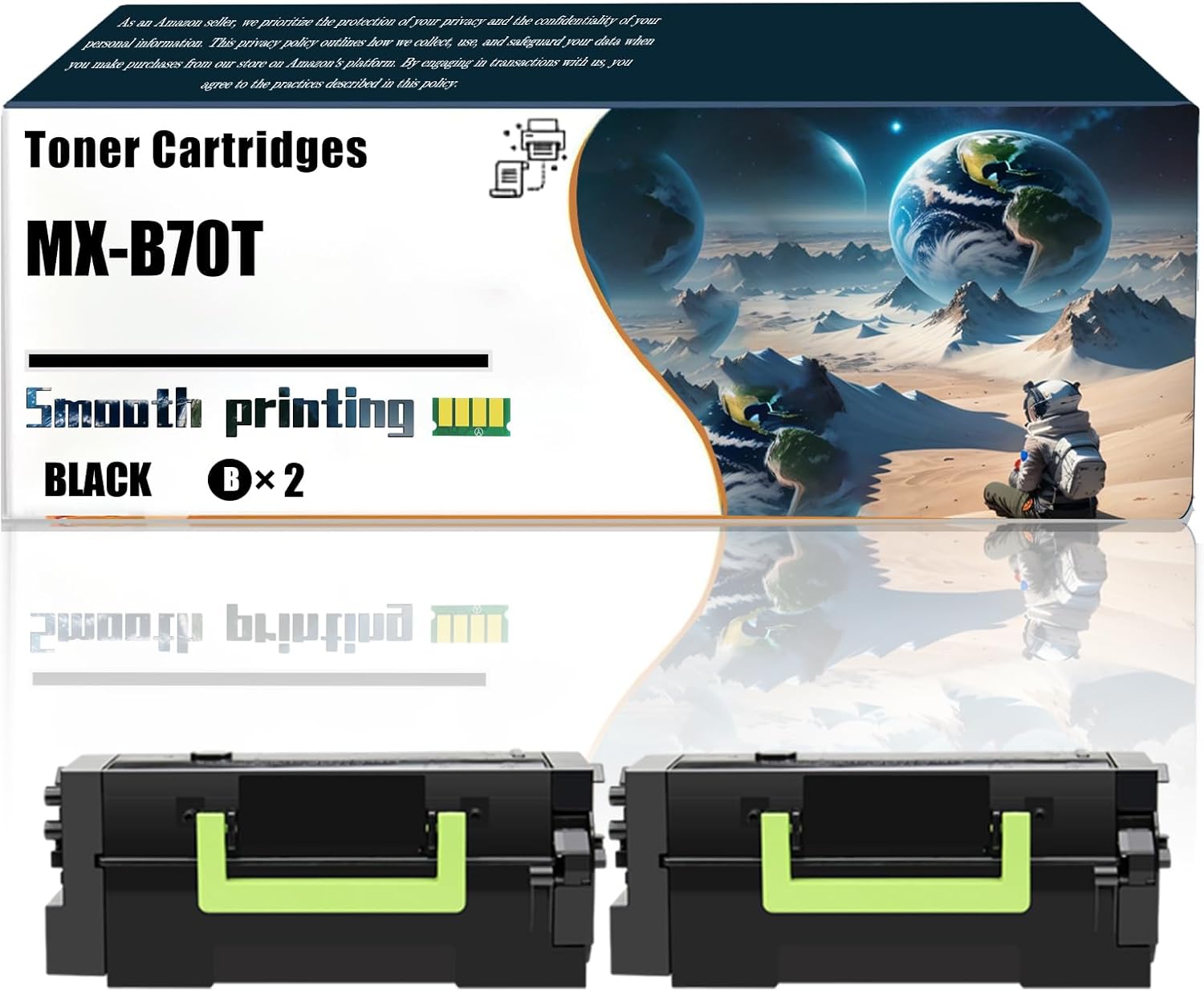 LSSF Replacement Parts Toner Cartridges MX-B70T Compatible with Sharp MX-B557F MX-B557P MX-B707P Printers, Contains Chip and Clear Printing (2-Pack Black)