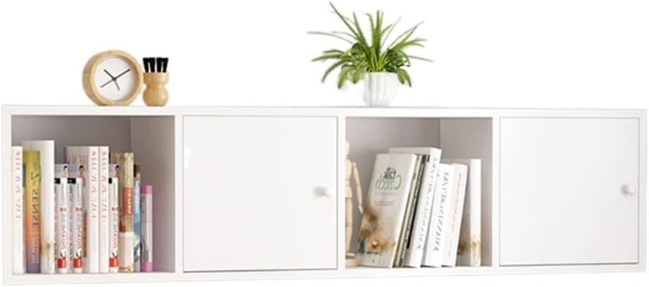 Bookshelf Bookshelf with Door Wall Shelf Wall Cabinet Wall-Mounted Wall Storage Decoration Living Room Bedroom Partition Bookcase Bookcases (Color : D, Size : L)