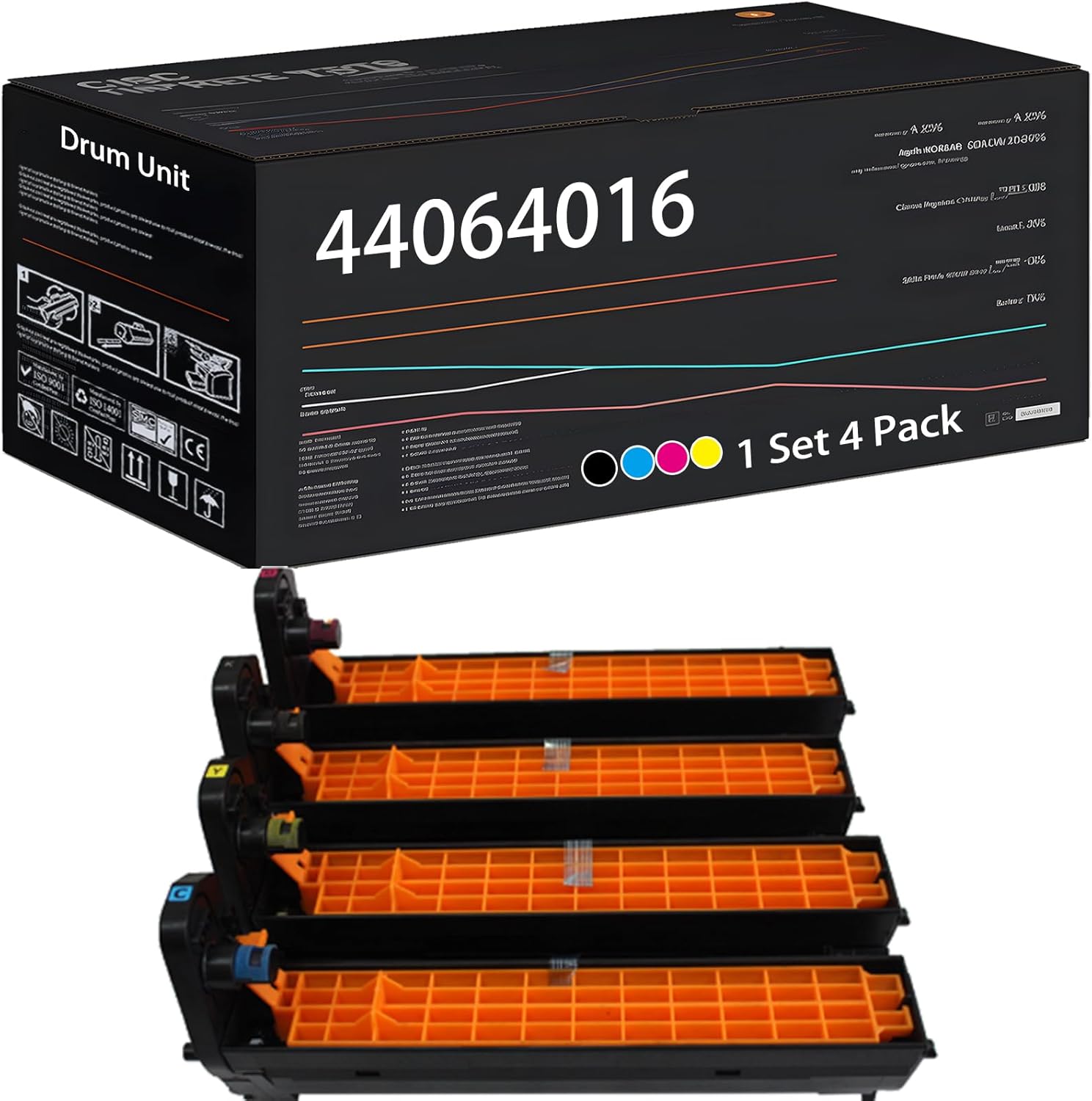 UVUMB Compatible with Okidata OKI 44064016 Type C14 44064015 44064014 44064013 Drum Unit Work for Okidata OKI MC860CDTN MC860CDXN Printers (4-Pack BK/C/M/Y)