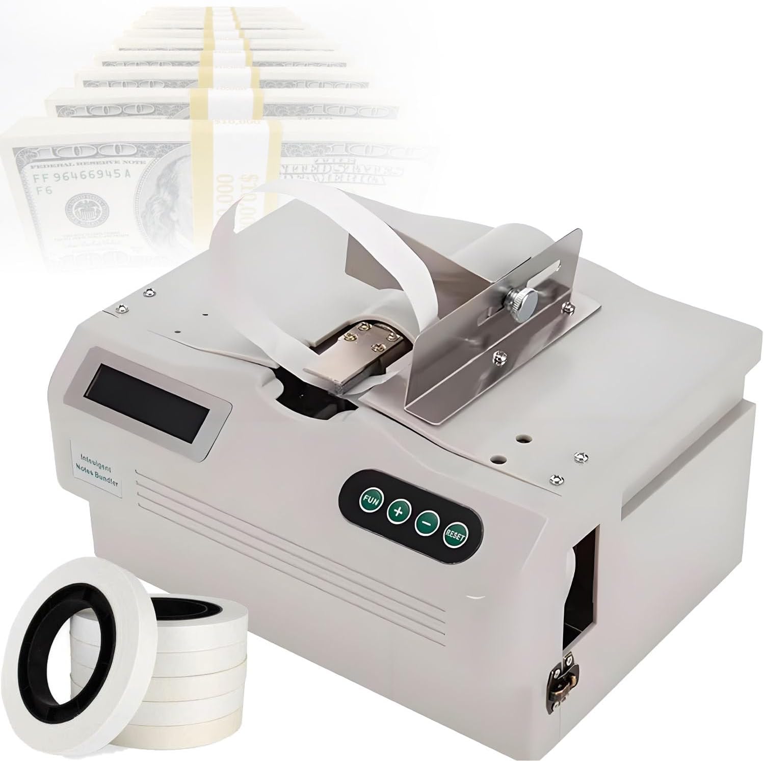 GLBMXDD Automatic Paper Tape Binding Machine,Document and Receipt Binding Machine,with 20 Rolls of Paper Tape Binding Speed 2 Secs Per for Albums,Food, Cards, etc
