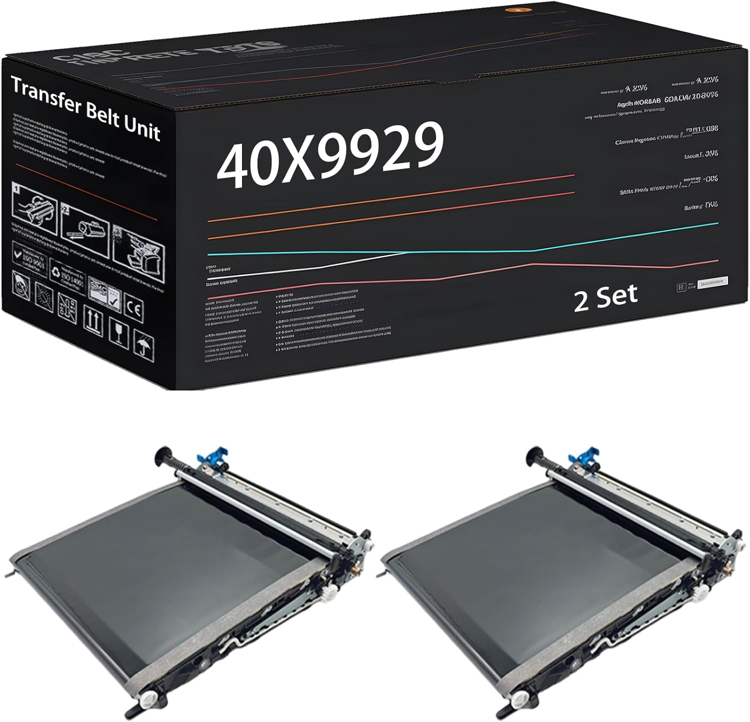 UVUMB Compatible with Lexmark 40X9929 Transfer Belt Unit Work for Lexmark CS720de CS720dte CS725de CS725dte Printers, with Chip, High Yield 250000 Pages, High-Definition Printing (2 Set)