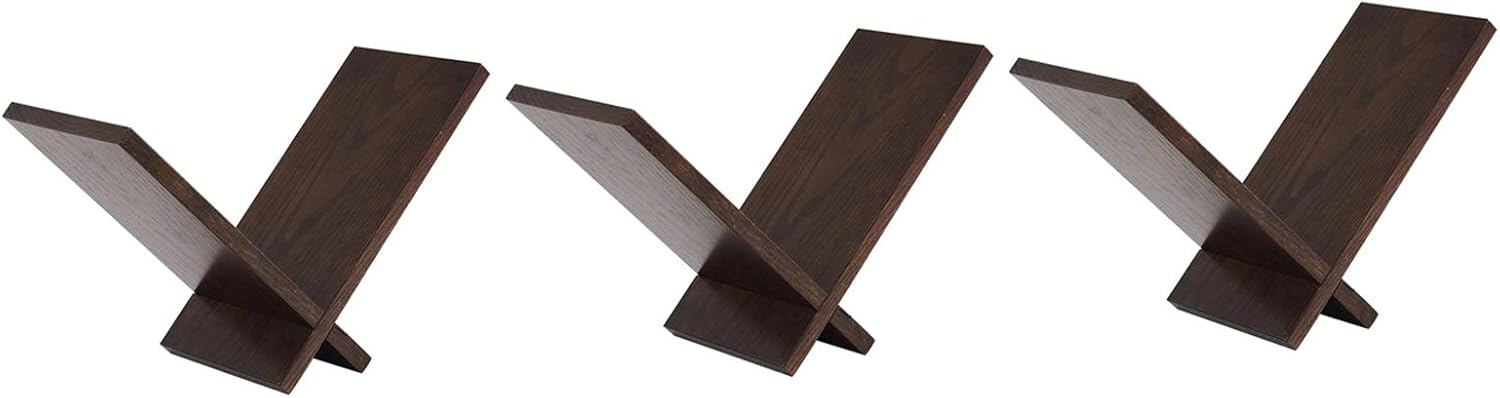 NEWCES Bookcase V Type Wooden Wall Bookshelf Shelves Contemporary Interior Decor Floating Shelving Can Be Freely Combined Bookshelf Set of 3 Bookcase Decor (Color : Brown)