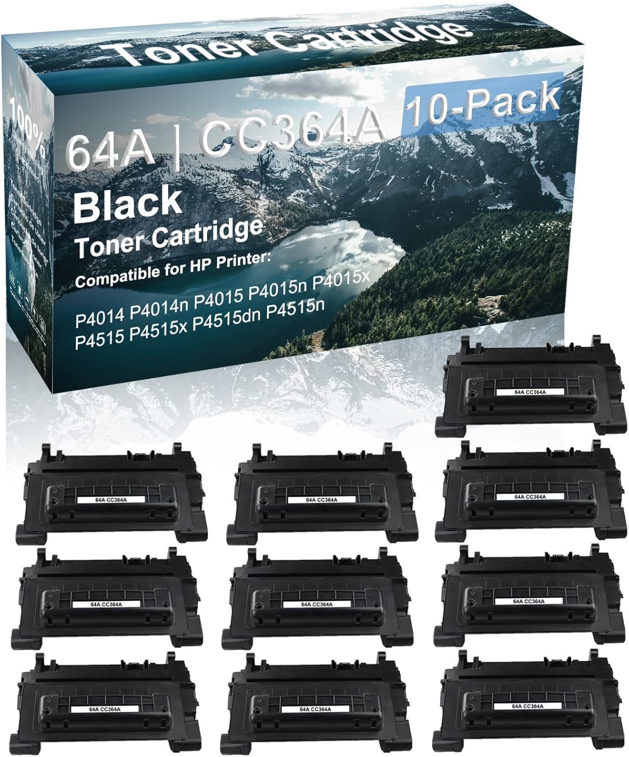 10-Pack Compatible High Capacity 64A | CC364A Toner Cartridge use for HP P4014 P4014n P4015 Printer (Black)