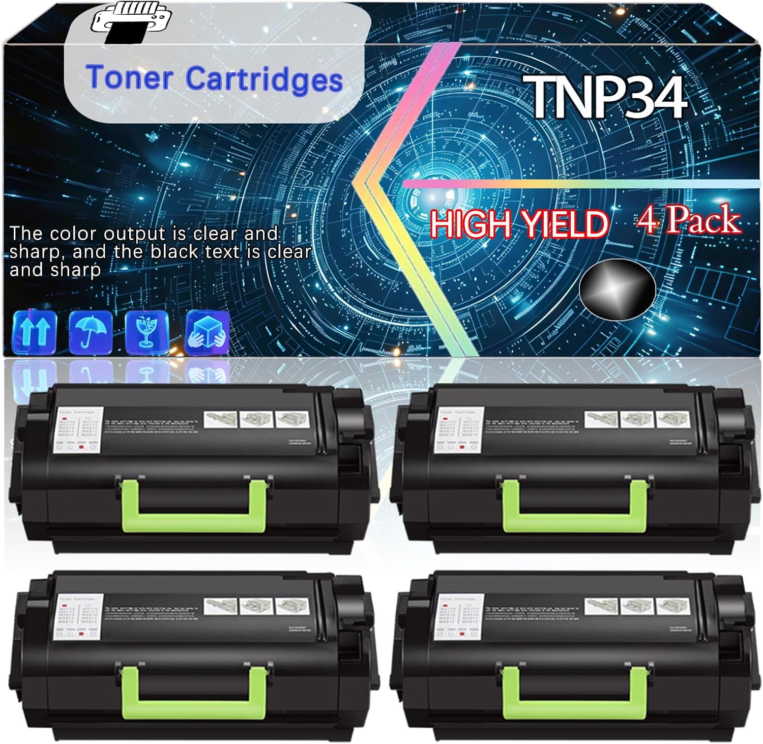 CEECN TNP34 Compatible for Konica Minolta Bizhub 4700P Printers, Replacement Toner Cartridges High Yield Printer Accessories (4 Pack Black)