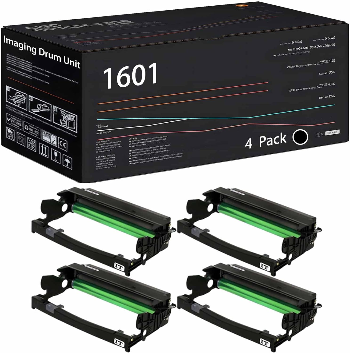Wondrx 1601 Imaging Drum Unit Compatible with IBM Infoprint 1601 1602 1612 1622 Printers, High Yield 40000 Pages (4 Pack Black)