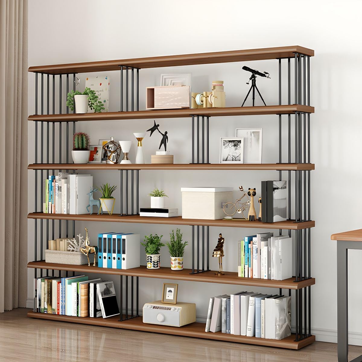 CraftThink Large Bookshelf, Industrial Tall Bookshelf with Open 5 Tier Wide Metal Book Shelf Organizer, Display Shelves for Bedroom Living Room Home Office Storage, 63