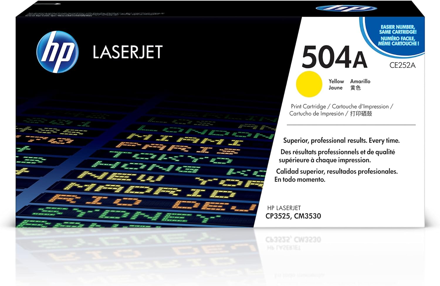HP 504A Yellow Toner Cartridge | Works Color Laserjet CM3530, CP3525 Series | CE252A