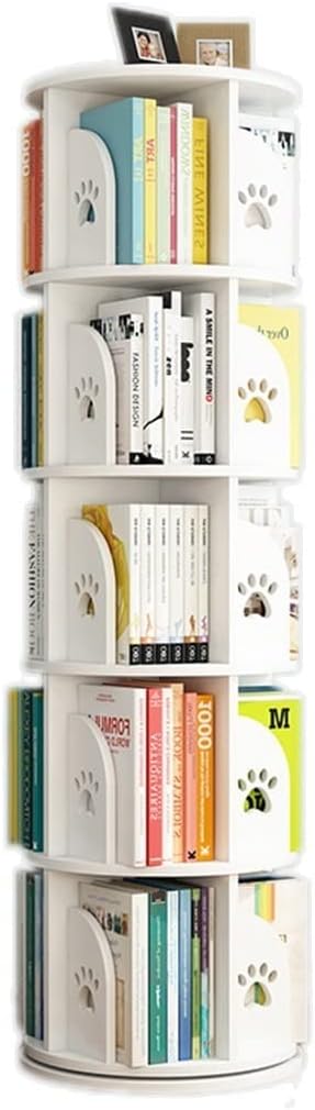 IOCCIOBB Bookcases Rotating Bookshelf 360° Bookcase Flooring Picture Book Shelf Multi-Level Shelf Storage Organisation (Color : White, Size : 50.5 * 159cm)