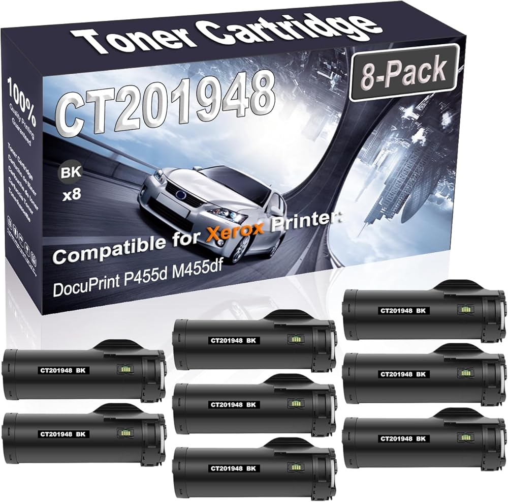 Kolasels 8-Pack (Black) Compatible DocuPrint P455d M455df Laser Printer Cartridge (High Capacity) Replacement for CT201948 Printer Cartridge