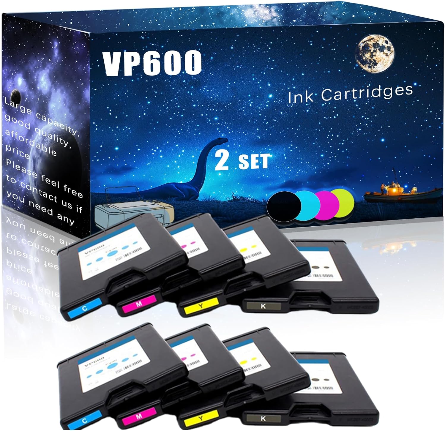 MUCQL VP600 Compatible Ink Cartridges Replacement for VIP High Yield Compatible Color 600 Printers, Meet Printing Needs (2 Set)