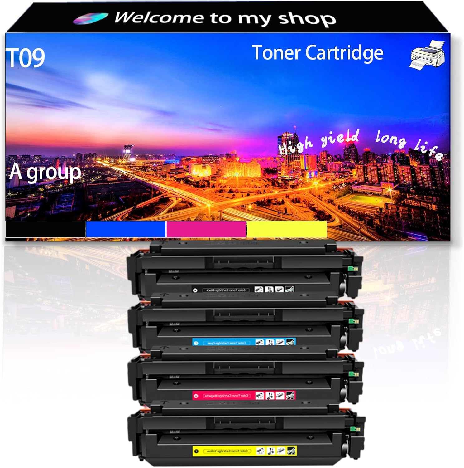 T09 T09BK T09C T09M T09Y Toner Cartridge High Production Compatible for Canon Color ImageCLASS X LBP1127C X MF1127C Printers, Replacement (Multicolor)