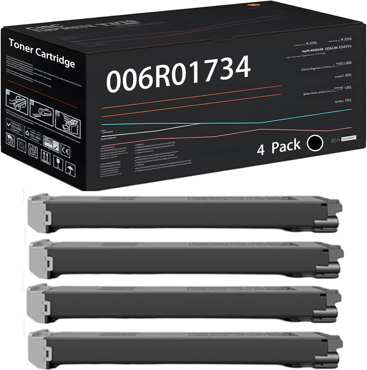 UVUMB Compatible with Xerox 006R01734 006R01735 006R01736 006R01737 Toner Cartridge Work for Xerox PrimeLink C9065 C9070 XC9065 Printers (4 Pack Black)