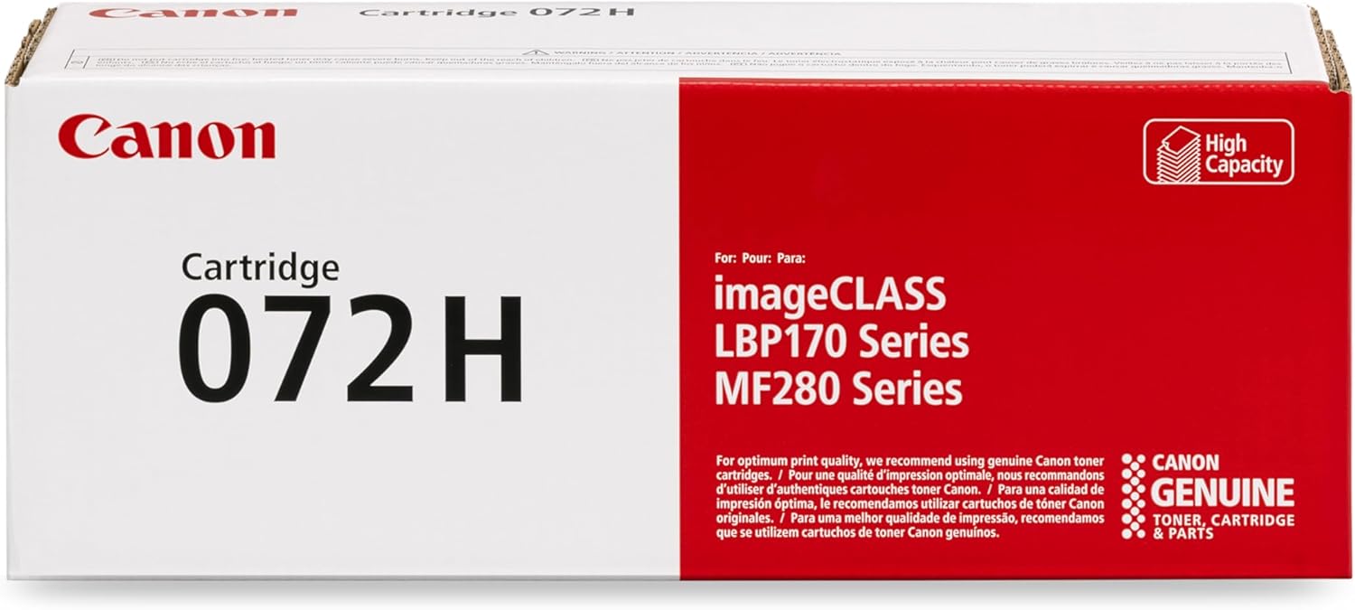 Canon Genuine 072 Black Toner Cartridge High Capacity Compatible with MF280 Series and LBP172dw