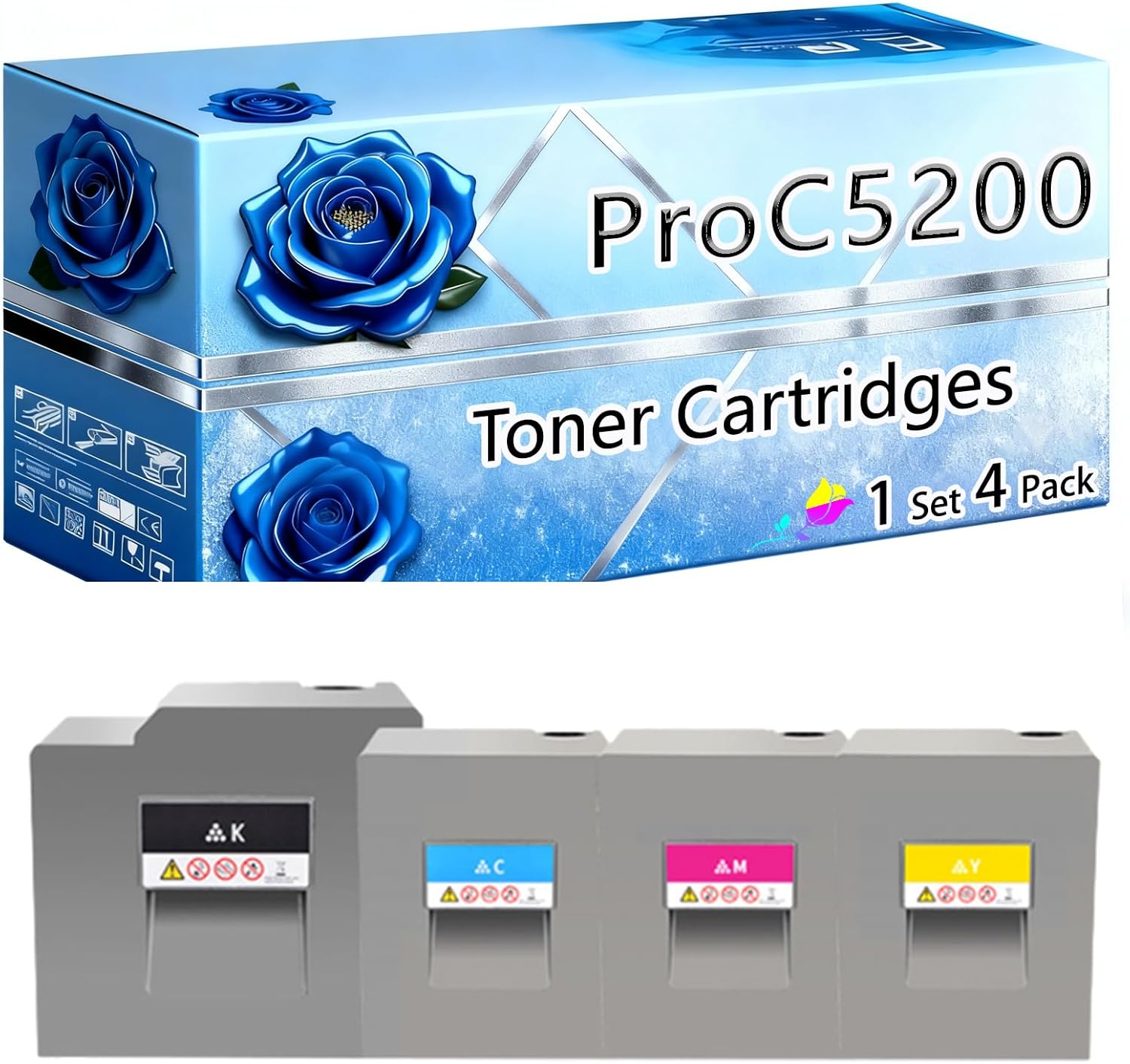 BIVOL Compatible Toner Cartridges Replacement for Ricoh ProC5200S High Yield 50000 Pages Pro C5200S C5210s Printers (4-Pack BK/C/M/Y)