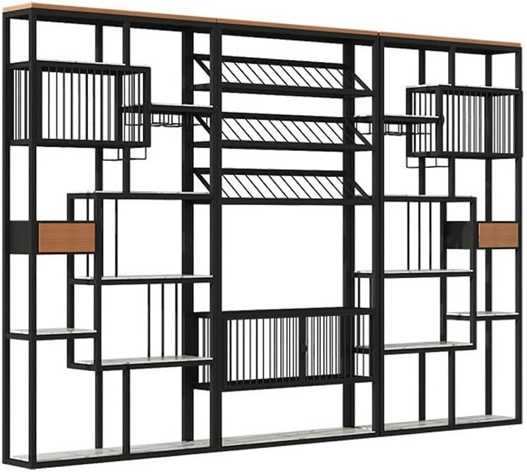 thalo Bookcases Nordic Metal Wine Rack Bar Partition Floor-to-Ceiling Bookshelf Office Green Plant Flower Rack Storage Display Rack Bookshelves Organizer (Color : B4-300cm)