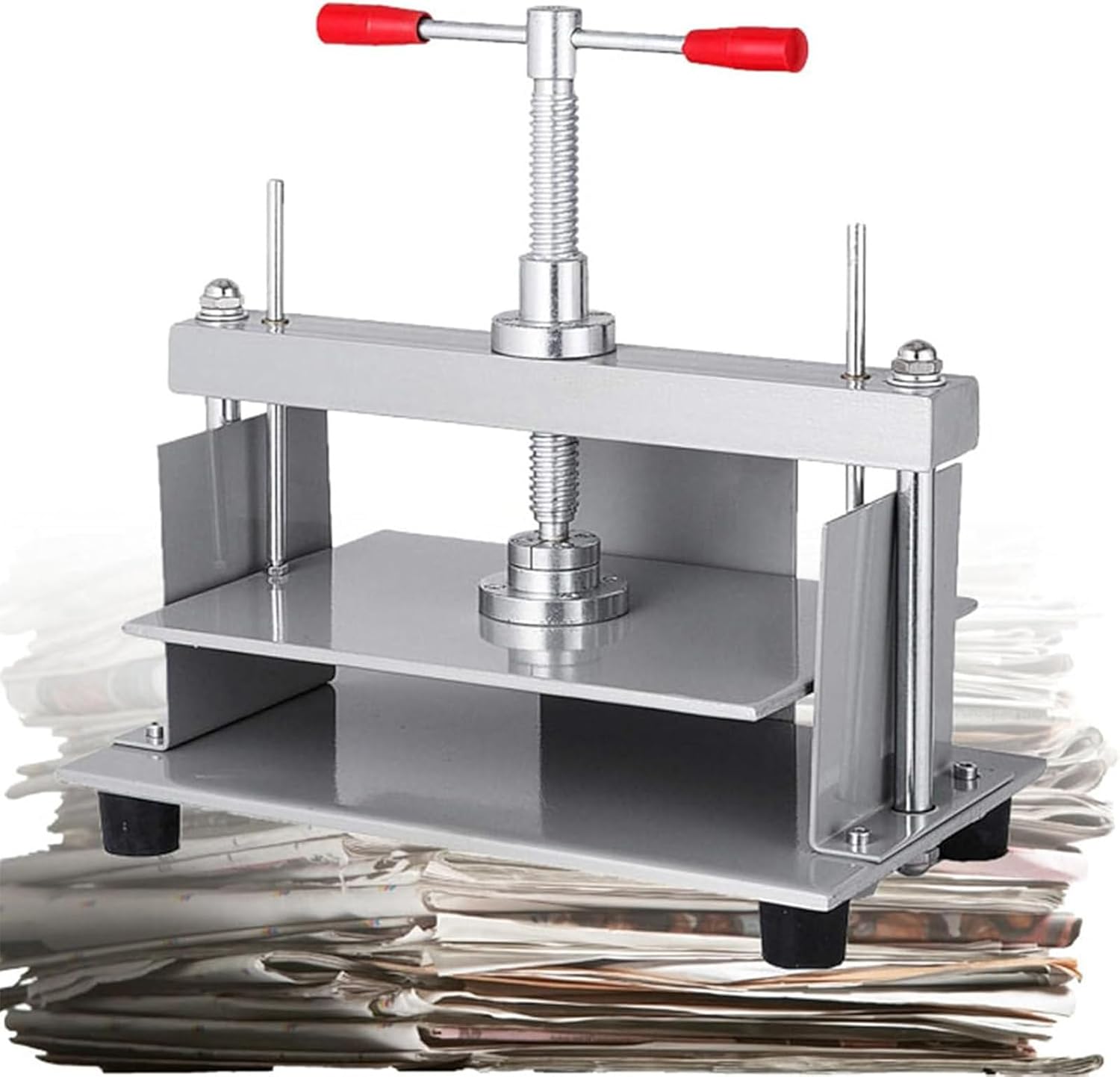 JJENXYYDS Steel Manual Book Flattening Nipping Machine,1500kg Portable Bookbinding Press,Quickly Flatten Paper Wrinkles,with Double Balance Rod,for Banknotes,Documents,Books and Invoices,A5