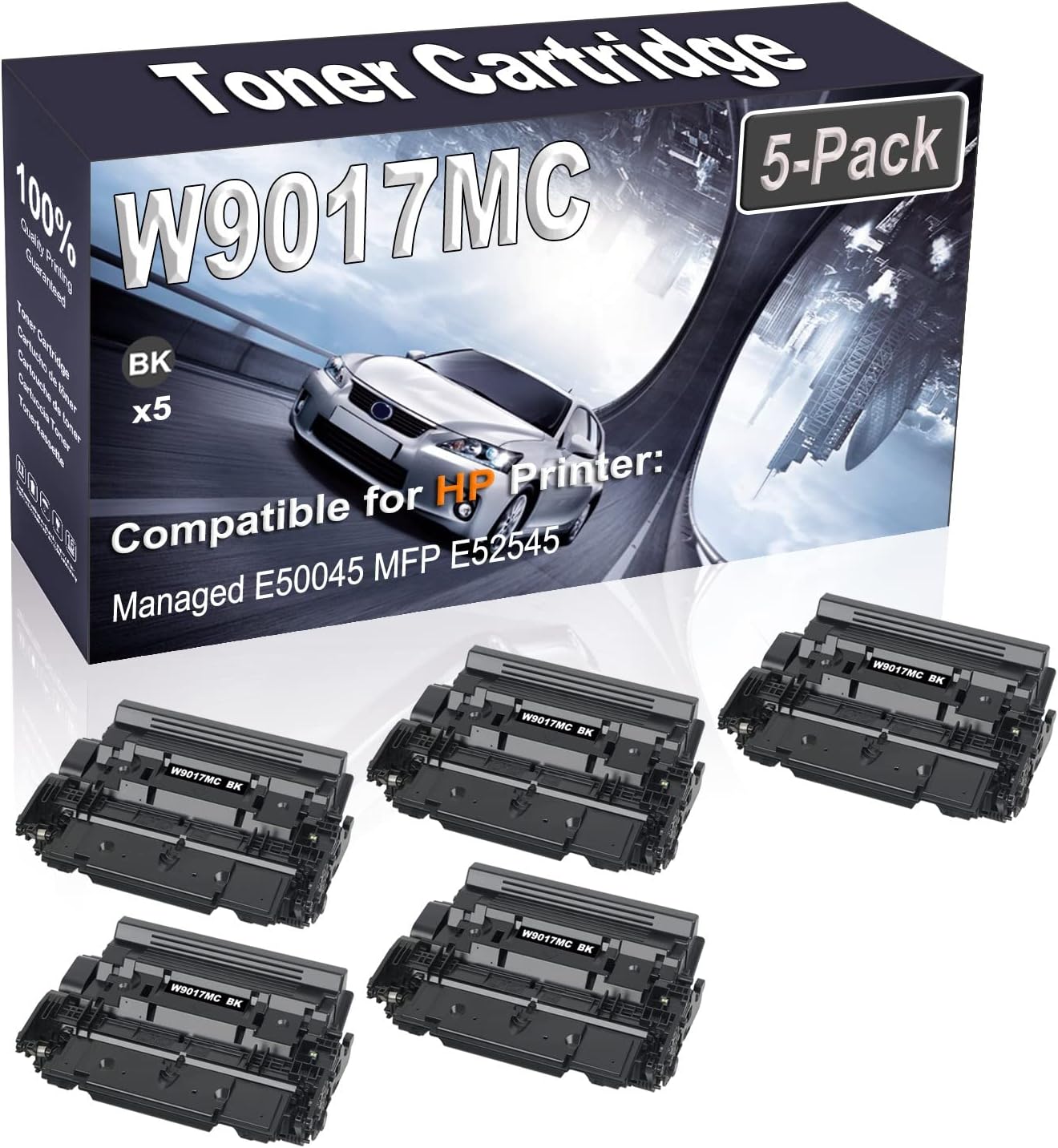 5-Pack (Black) Compatible Managed E50045 MFP E52545 Laser Printer Cartridge (High Capacity) Replacement for HP W9017 W9017MC Printer Cartridge