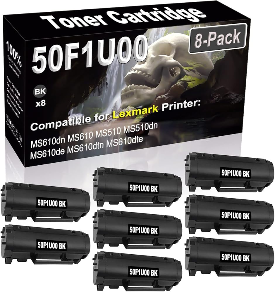 SINIYA 8-Pack (Black) Compatible High Yield 501U 50F1U00 Laser Printer Toner Cartridge use for MS610dn MS610 MS510 MS510dn MS610de MS610dtn MS610dte Printer