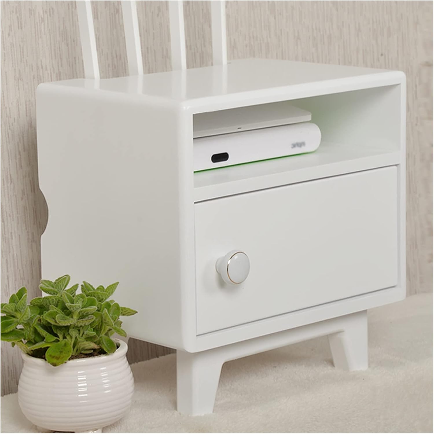 Cable Management Box Wooden Router Storage Boxes Organizer with High Feet Cable Power Plug Storage Box Magnetic Door Stop and Stainless Steel Hinge Cable Cords Organizer Boxes (G Regular style)