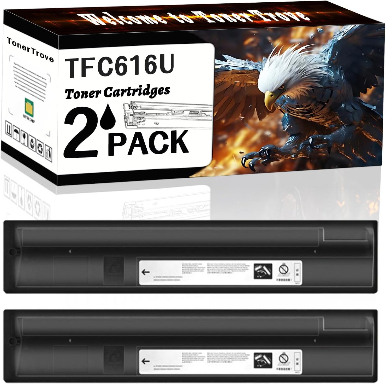 AGNNQ TFC616U Toner Cartridges Compatible for Toshiba E Studio 5516AC 5516ACT 6516AC 6516ACT 7516AC 7516ACT Printers, Office Printing is Easy Clear Smooth (2 Pack Black)