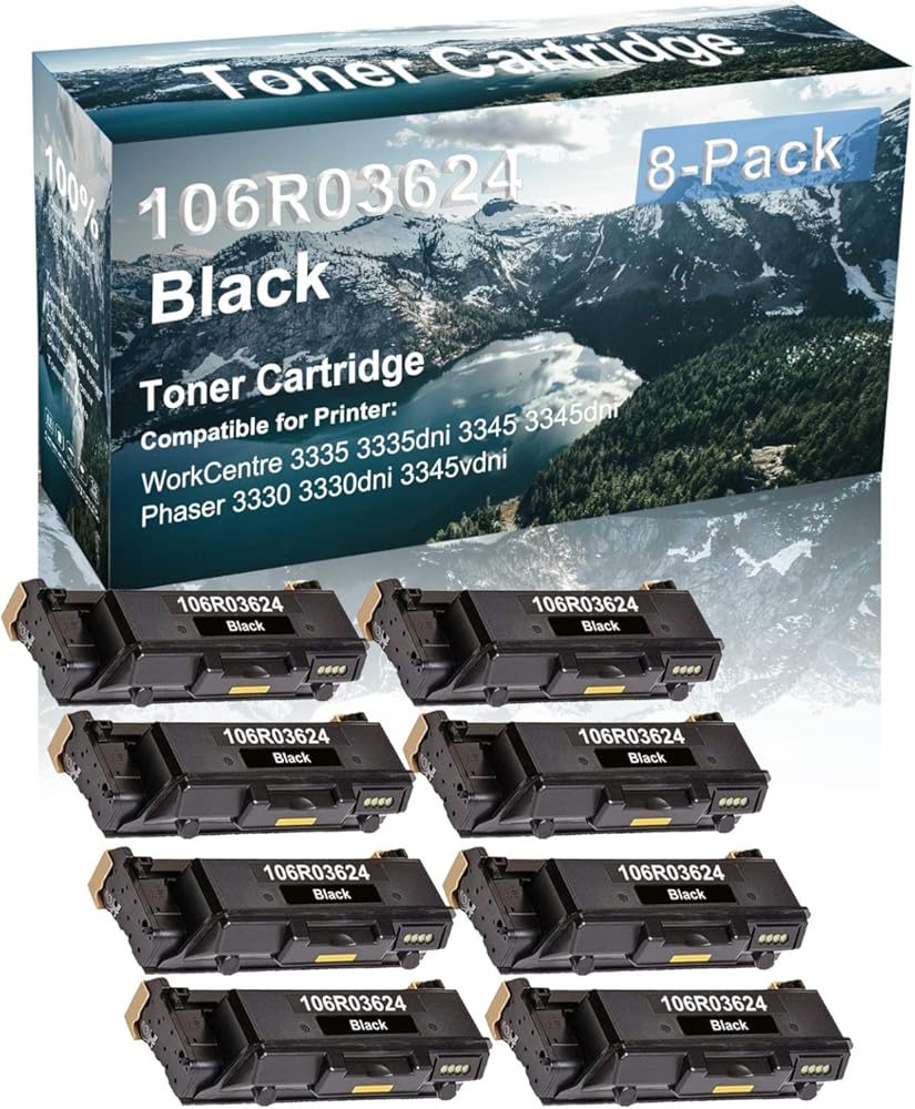 Credibility Store 8-Pack (Black) Compatible High Capacity 3345 3345dni Printer Toner Cartridge Replacement for 106R03623 106R03624 Printer Cartridge