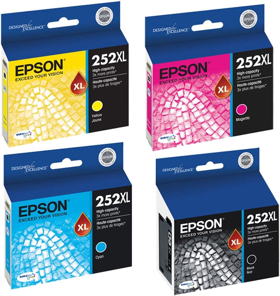 Epson T252XL120, T252XL220, T252XL320, T252XL420 High Yield Ink Cartridge Set - Epson WorkForce WF-7610