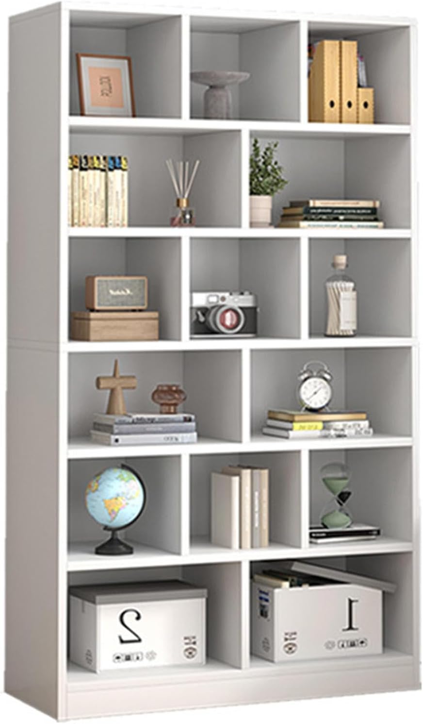 LoKori Modern Bookshelf Bookcase,6-Tier Office Large Open Bookshelf Display Rack with Compartments,Book Organizer Shelves for Office Bedroom,A