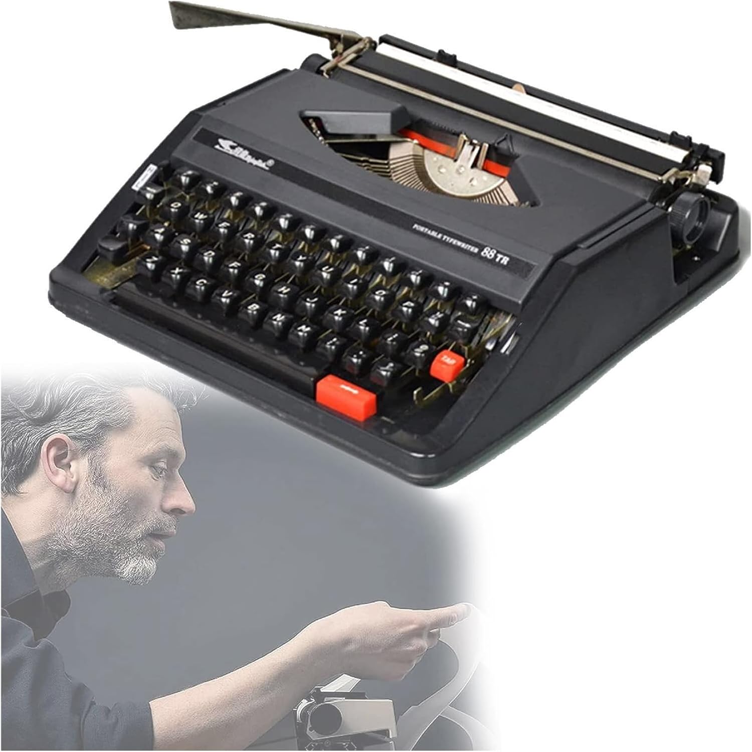 Vintage Typewriter for a Nostalgic Flow,Traditional Portable Creative Manual Typewriter Portable Flexible Buttons Clear Handwriting,