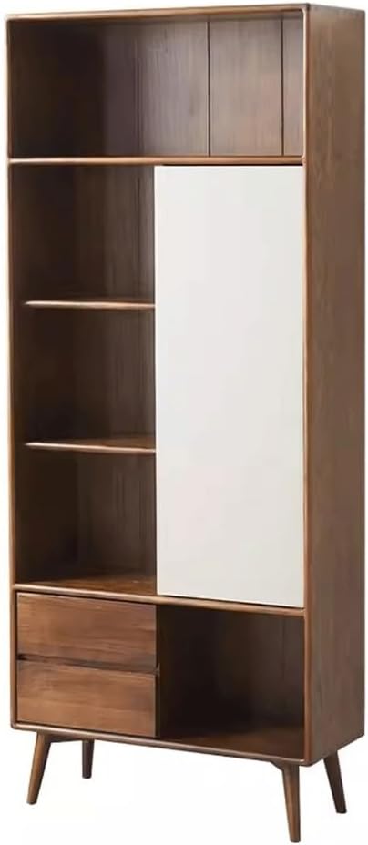 LOVULIFE Book Shelf Storage Rack All Solid Wood Bookcase Ash Wood Bookshelf Storage Rack Display Rack Solid Wood Bookshelf Nordic Simple Bookshelf Bookshelf Bookcase(Color:A)