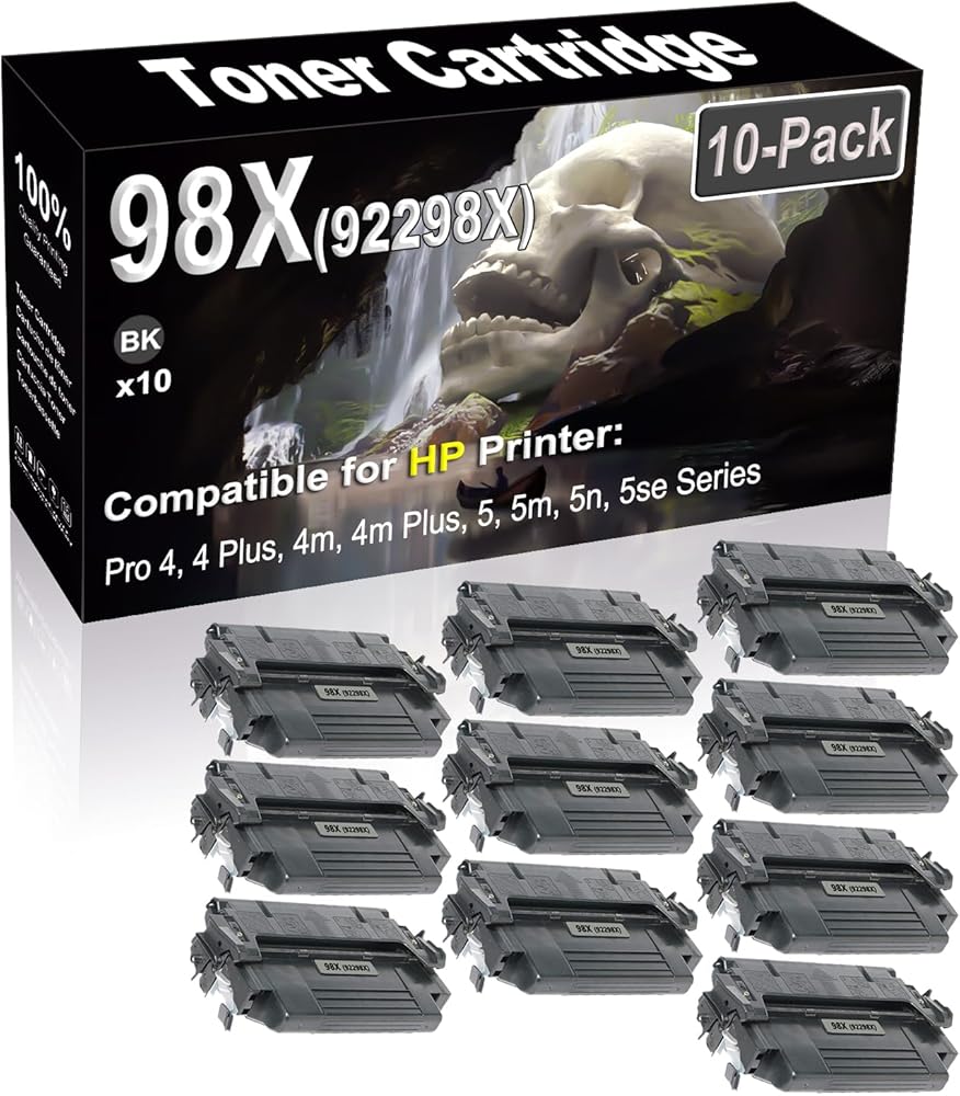 SINIYA 10-Pack (Black) Compatible Pro 4, 4 Plus, 4m, 4m Plus, 5, 5m, 5n, 5se Laser Printer Cartridge (High Capacity) Replacement for 98X 92298X Printer Cartridge