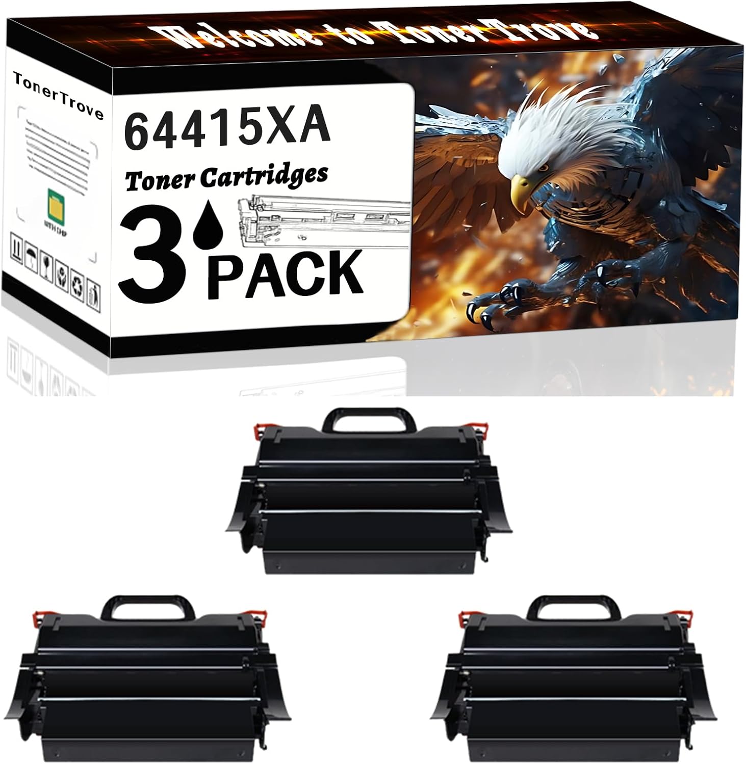 AGNNQ 64415XA Toner Cartridges Compatible for IBM Infoprint 1570 1532 1552 1572 Printers, Office Printing is Easy Clear Smooth (3 Pack Black)